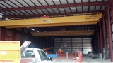 Newly installed 50 ton double girder, top running, remote controlled bridge cranes